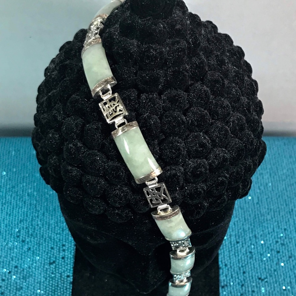 Sterling Jadeite Panel Bracelet!